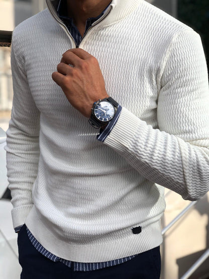 Thomas Hillas | Herren Strickpullover mit Reißverschlusskragen