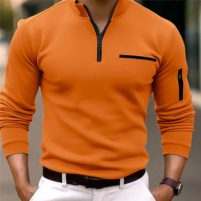 Thomas Hillas | Sport-Poloshirt mit Stehkragen und Reißverschluss, langärmlig, einfarbig