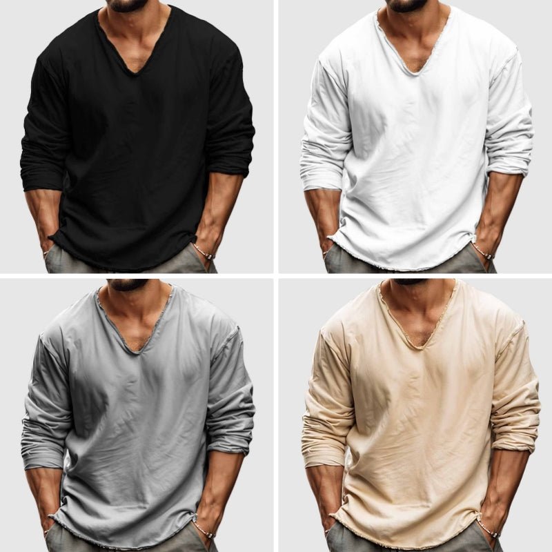Thomas Hillas | Lässiges Herren-Langarmshirt mit V-Ausschnitt