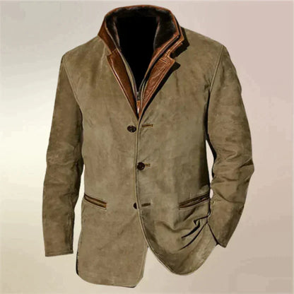 Thomas Hillas | Vintage-Herren Wildleder-Sakko mit Leder-Details