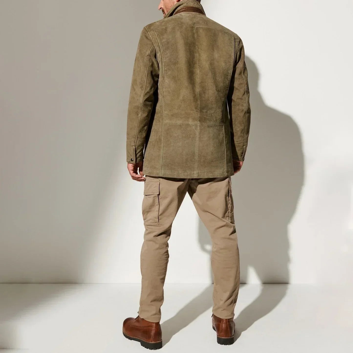 Thomas Hillas | Vintage-Herren Wildleder-Sakko mit Leder-Details