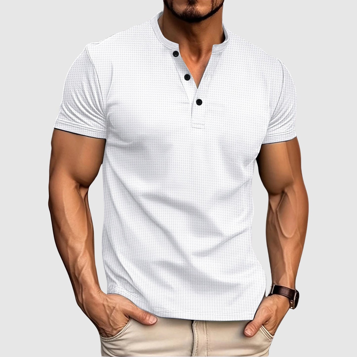 Thomas Hillas | Herren Henley-T-Shirt mit Knopfleiste