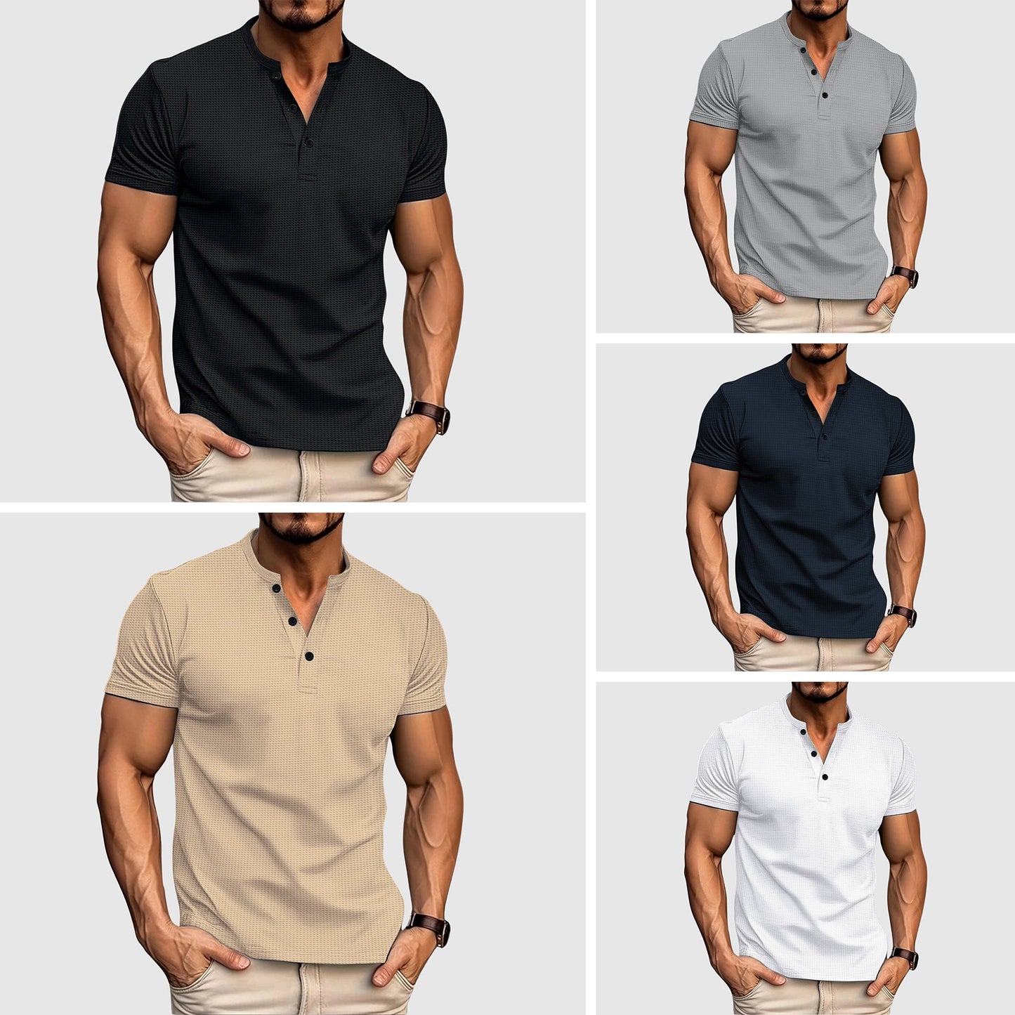 Thomas Hillas | Herren Henley-T-Shirt mit Knopfleiste